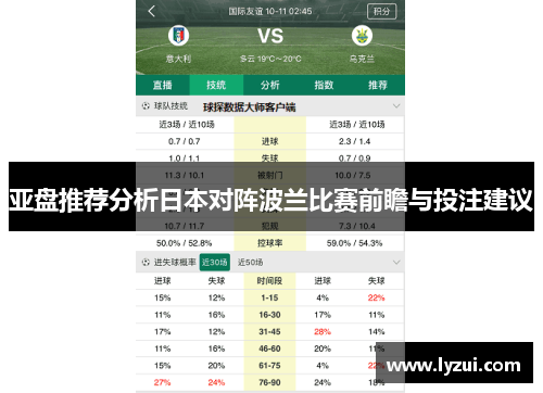 亚盘推荐分析日本对阵波兰比赛前瞻与投注建议